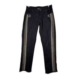 Antthony Originals‎ Jeans Womens 10P Petite Black Embroidered Denim Boho Western